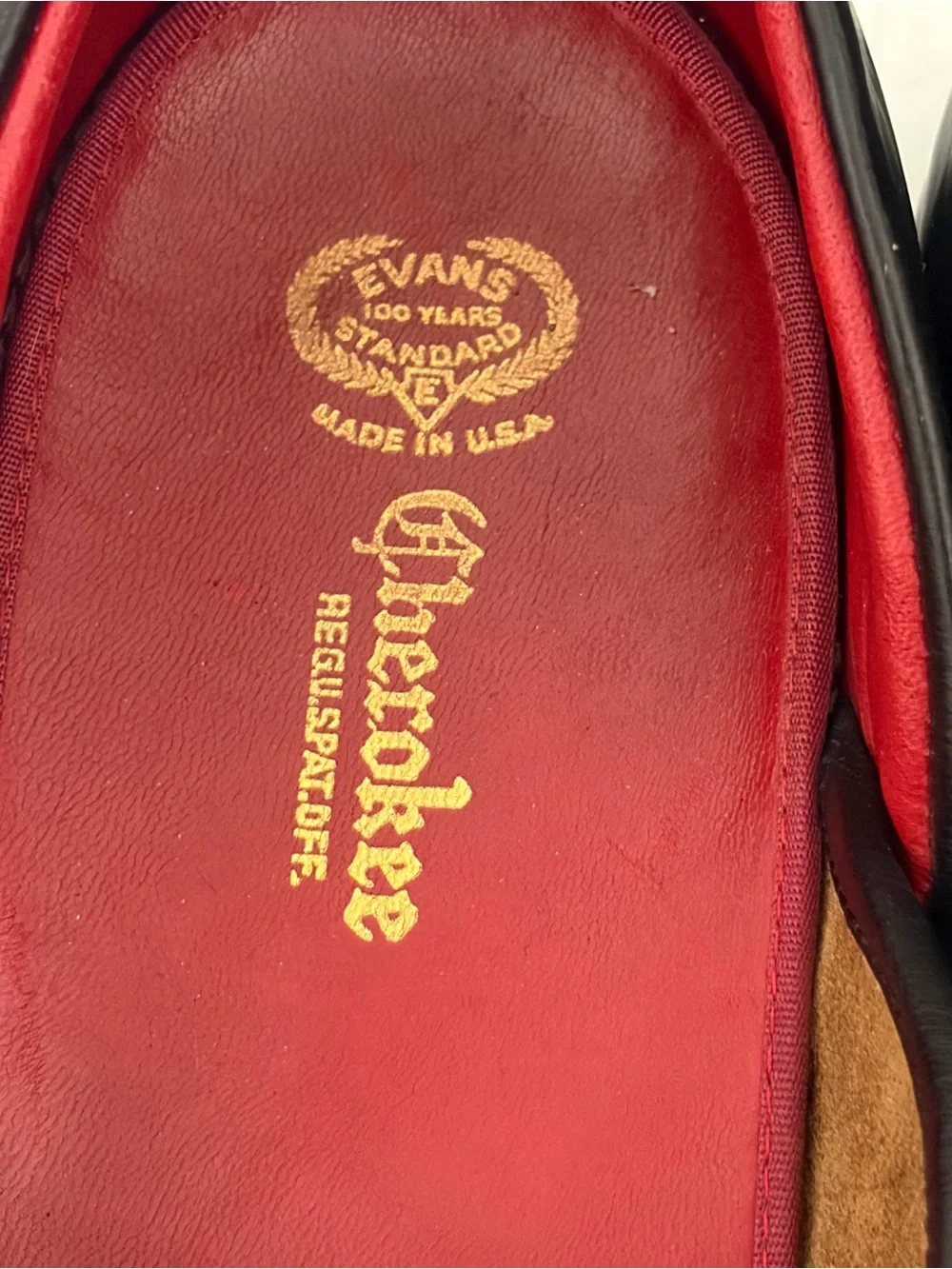 VTG Evan’s Standard Cherokee Black Leather Slip-On Loafers with Red Insole
